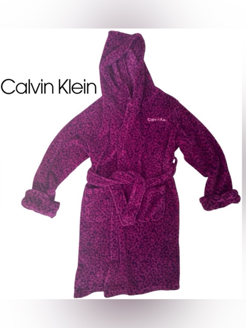 YOUTH ROBE CALVIN KLEIN PURPLE LEOPARD PRINT